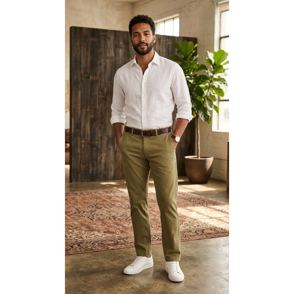L.L. Bean Standard Fit Chino Pants Mens  Khaki Size 42x30 Casual Comfort